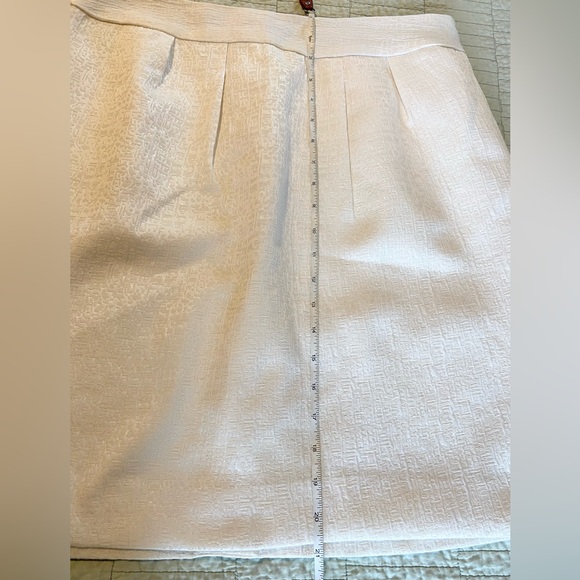 Banana Republic Pleated Ivory Metallic Textured Pencil Skirt Knee Length sz‎ 14 - Picture 8 of 10
